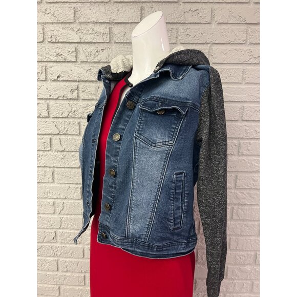 Ci Sono Women Stretch Denim Jacket with Removable Hoodie Size M - Picture 5 of 9